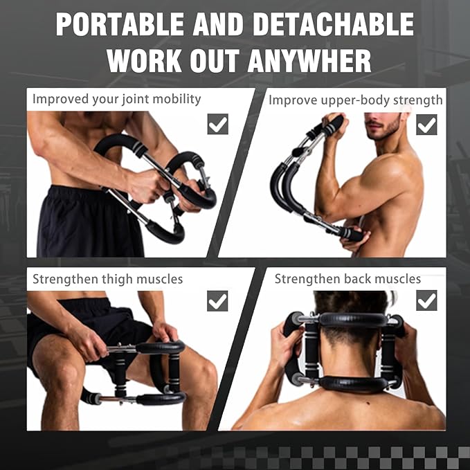 Twister Arm Trainer, Adjustable Chest Workout Equipment, Multi-functional Chest Exerciser for Men and Women, Portable Arm Trainer with 2 Wrist Bands, a Head Band, a Workout Towel and a Carry Bag