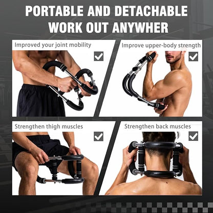 Twister Arm Trainer, Adjustable Chest Workout Equipment, Multi-functional Chest Exerciser for Men and Women, Portable Arm Trainer with 2 Wrist Bands, a Head Band, a Workout Towel and a Carry Bag