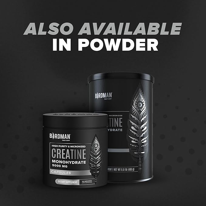 Micronized Creatine Monohydrate Capsules for Muscle Growth & Recovery, Pre & Post Workout, Vegan Creatine, Caffeine Free, Gluten Free, Sugar Free | 50 Servings | 250 Capsules