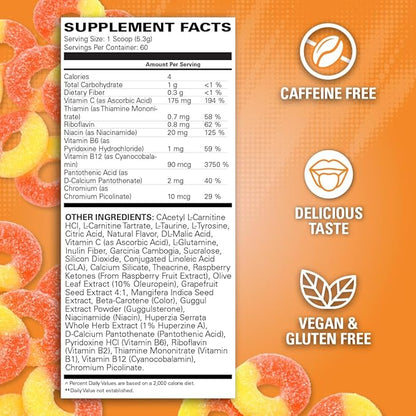 EHP Labs OxyShred Non Stimulant Pre Workout Powder - Stim Free Pre Workout, Caffeine Free Preworkout for Men & Women with L Glutamine & Acetyl L Carnitine - Peach, 60 Servings