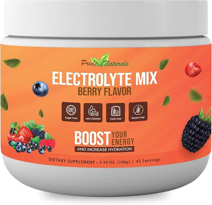 Electrolyte Powder - Refreshing Workout Recovery Electrolytes, Sugar Free, Gluten Free & Vegan, Pure Keto & Paleo Hydration Beverage, Immune Boosting Vitamins (198 Grams, Berry)