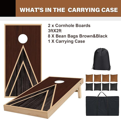 Cornhole Boards Set - Regulation Size 4x2/3x2ft Solid Wood Corn Hole Game Set with 8 Bean Bags and 2 Cornhole Boards - Perfect for Outdoor Game