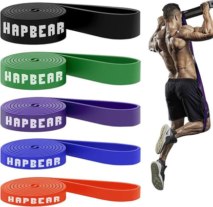 HAPBEAR Pull Up Assistance Bands Set of 5 - Resistance Bands for Working Out, Stretching, Physical Therapy, Muscle Training