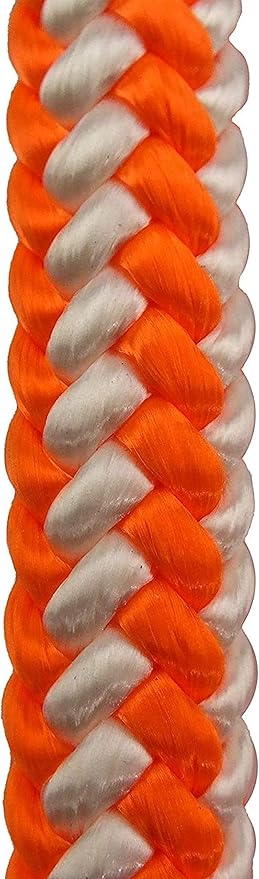 Pelican Rope 16-Strand Arborist Rope, 1/2 in (12.7 mm), 5400 lbs MBS, Static Climbing Rope, Rescue Operations, High Visibility, 150 ft, Tight Spliced Eye, Orange/White