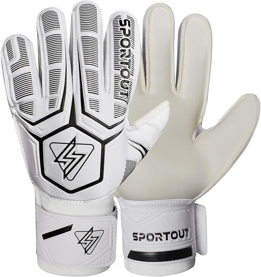 Sportout Goalie Gloves, Goalkeeper Gloves with Finger Protection, Breathable Soccer Goalie Gloves, 4mm Latex, for Kids Youth and Adult