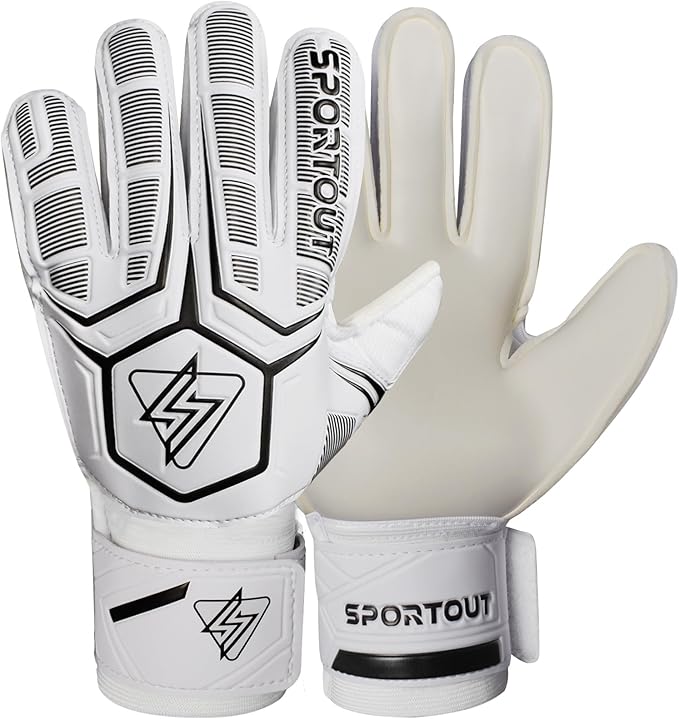 Sportout Goalie Gloves, Goalkeeper Gloves with Finger Protection, Breathable Soccer Goalie Gloves, 4mm Latex, for Kids Youth and Adult