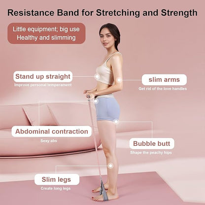 Fabric Resistance Band with Handles, Resistance Bands for Women, Non-Slip Elastic Bands for Strength Muscle Training, Stretch Band Workout Equipment for Leg Arm Chest Core Wrist Ankle