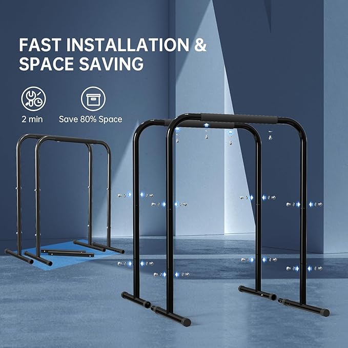 leikefitness Pull Up Dip Station Strength Training Dip Stands Station Tricep Dips Push-Ups For Home Gym