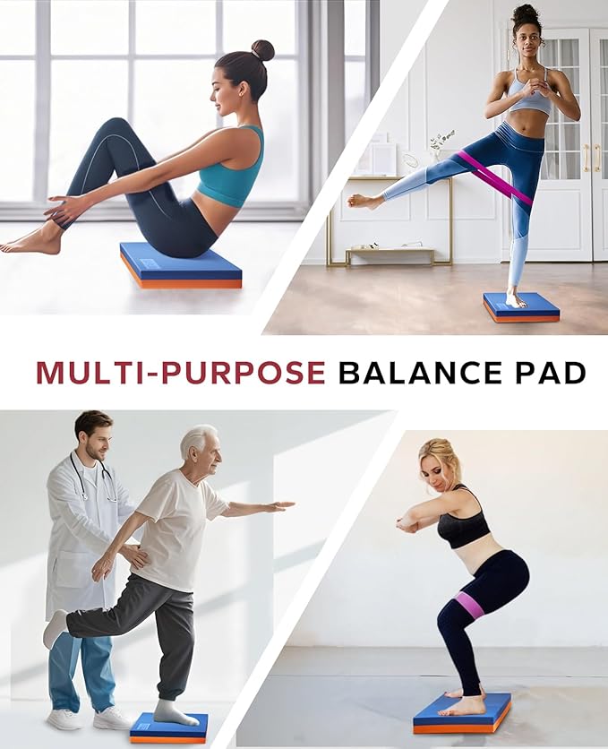 HAPBEAR Exercise Balance Pad - 15"x12" Non-Slip Textured Bottom Stability Training Mat - 2.25" Thick Soft Cushioned Foam for Physical Therapy, Core Training & Home Workouts