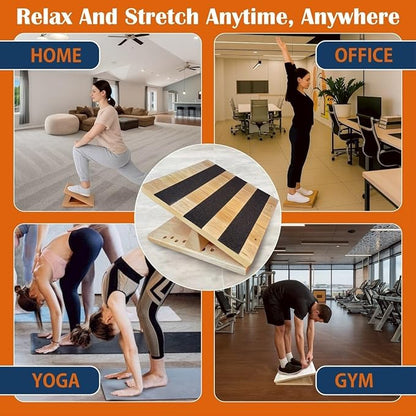 KIJO Studio Professional Wooden Calf Stretcher Slant Board 500 lbs Weight Capacity 16-Angle Adjustable Incline Calf Stretch Slant Board for Calf Stretching Exercise Squat & Physical Therapy Non-Slip