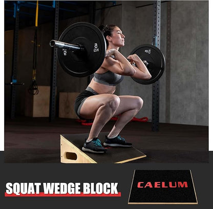 CAELUM Slant Board for Squats, Training Incline Board for Knees Over Toes, Wooden Non-Slip 25 Degree Incline Durable Board for Calf Stretch, Weightlifting, Fitness, 1000 Lbs Weight Capacity