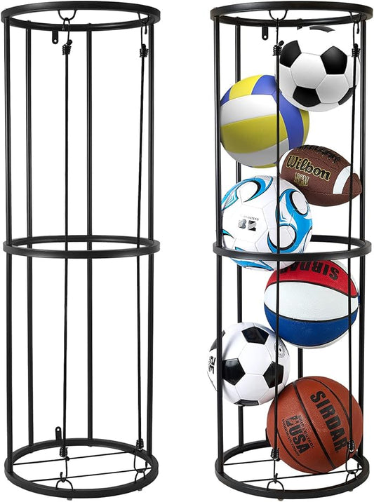 Garage Ball Storage Rack - Wall-Mounted Vertical Ball Holder for Basketball, Soccer, Volleyball