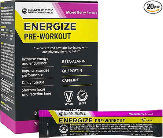 BODi Energize Pre Workout Powder - Beta-Alanine, Quercetin & Low-Dose Caffeine Formula for Enhanced