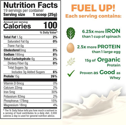 Raw Pea Protein Powder, Vegan Plant Based Protein, BCAA, Low-Carb, Low-Sugar, Vanilla Blast, 1 Pound (Pack of 1)