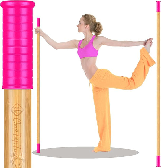 5ft Yoga Stick from Natural Bamboo with Non-Slip Handle-Stretching Stick for Mobility, Flexibility,Exercise,Workout, Physical Therapy,Pilates,Balance Fitness-Access Online Video Guide Without Any Info