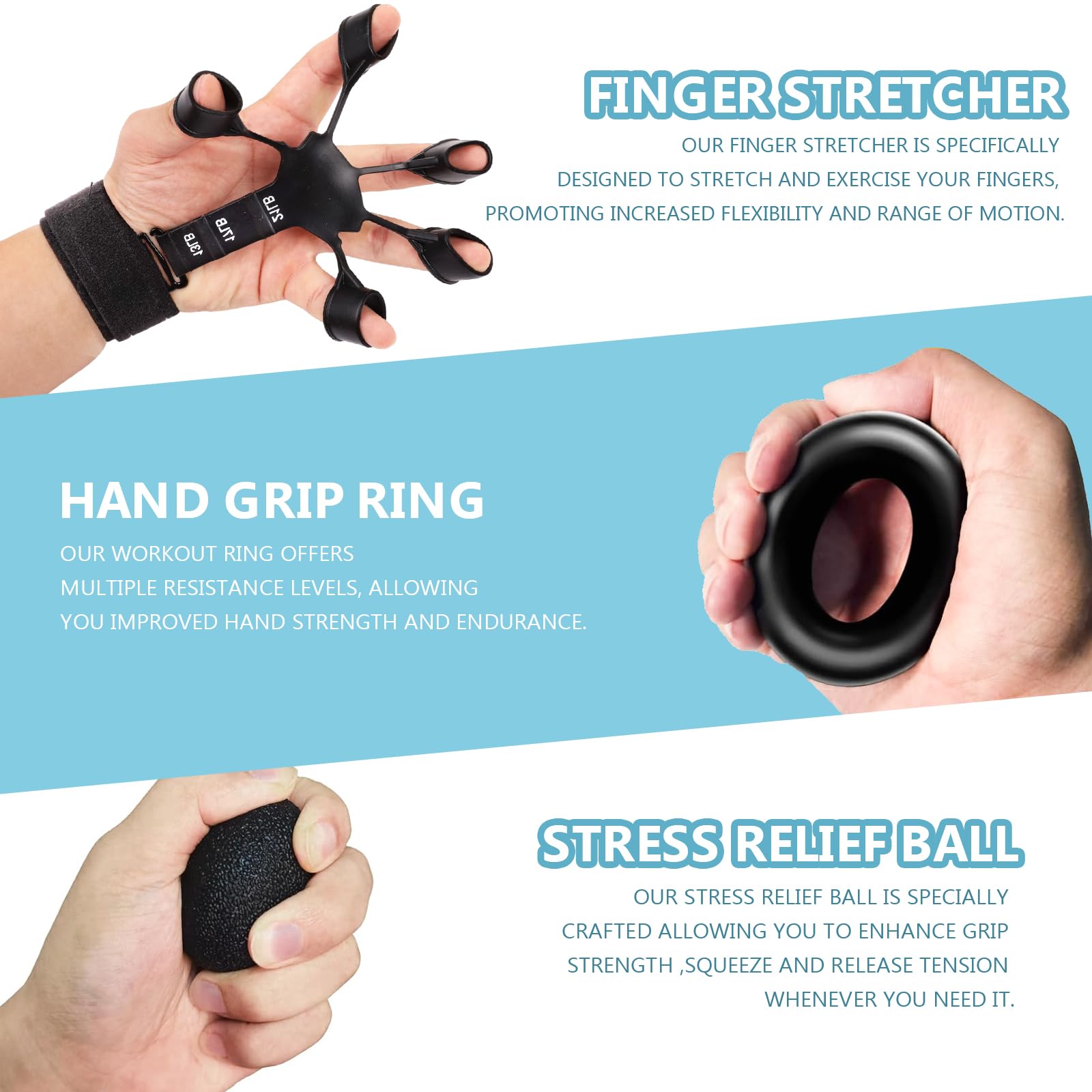 5 PCS Grip Strength Trainer Kit,Forearm and Hand Gripper Strengthener