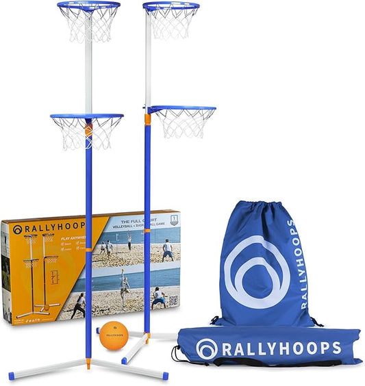 7 FT - World’s First Sports Game to Mash Volleyball & Basketball - Setup in Seconds - Quick & Easy to Learn Full Court Volleyball & Basketball Game - Fun to Play - for All Ages