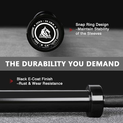 LIONSCOOL 7FT Olympic Barbell for Weightlifting, Power Lifting, 2 Inch Strength Training Bar for Squats, Deadlifts, Presses, Rows, Curls - 700lbs/1000lbs/1500lbs Capacity