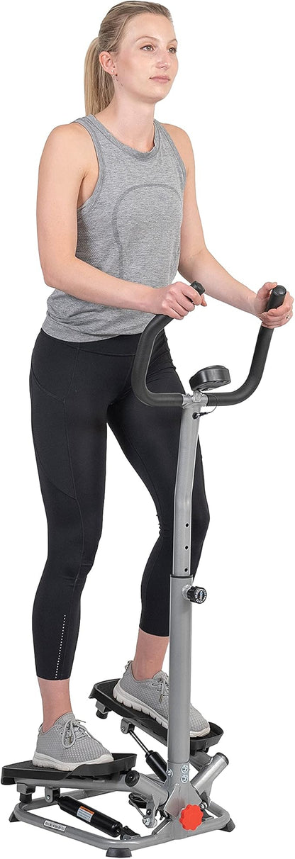 Sunny Health & Fitness Twist Stepper with Handlebar, Stair Step Machine for Cardio Workout, Compact Home Exercise Equipment W/Optional Free SunnyFit App Connection