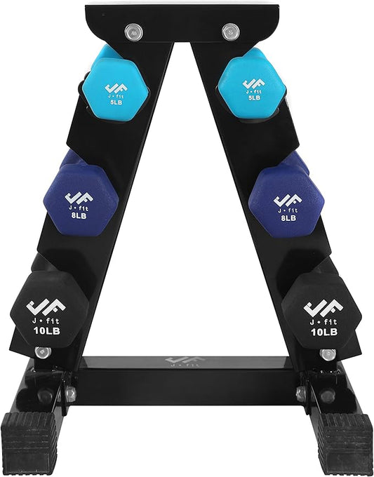 JFIT Dumbbell Pairs or Sets – Neoprene & Vinyl Coated Hand Weights for Home Gym, Strength Training, Aerobics, Cardio Exercise and Fitness