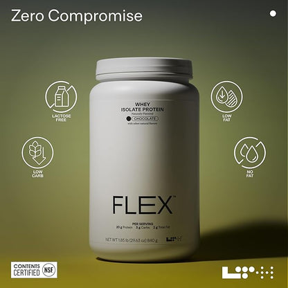 LTH Flex Whey Protein Isolate - Trusted by Life Time Members - Lactose-Free Protein Powder - for Post-Workout Recovery - Low Fat, No Sugar & Low Carb - Chocolate, 30 Servings