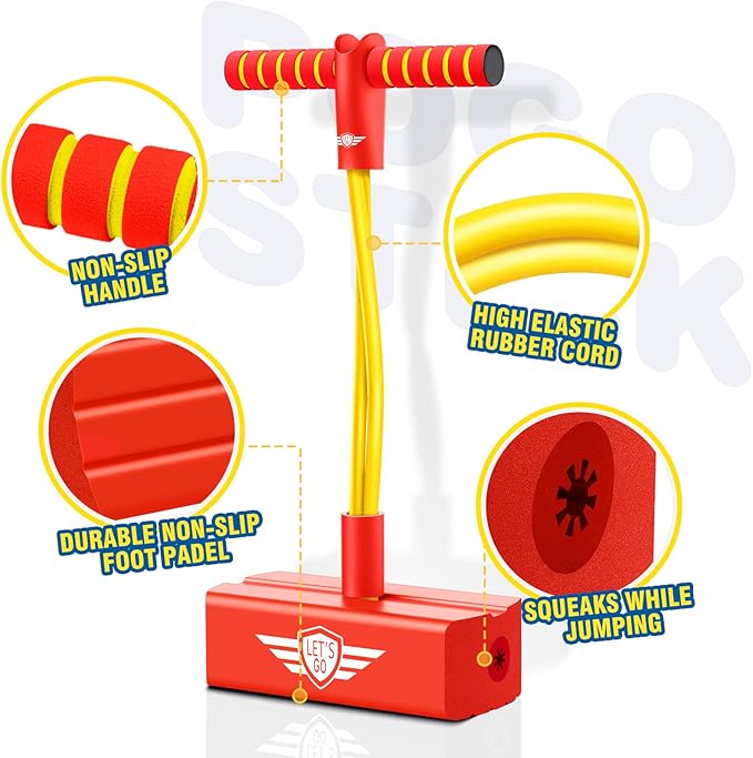 CUUGO LET'S GO! CG Jumping Promotes Growing Taller- Pogo Stick Foam Pogo Jumper for Kids, Toys for 3-12 Year Old Boys Girls Outdoor Toys Indoor Toys Fun Gifts Christmas Stocking Stuffers Gifts