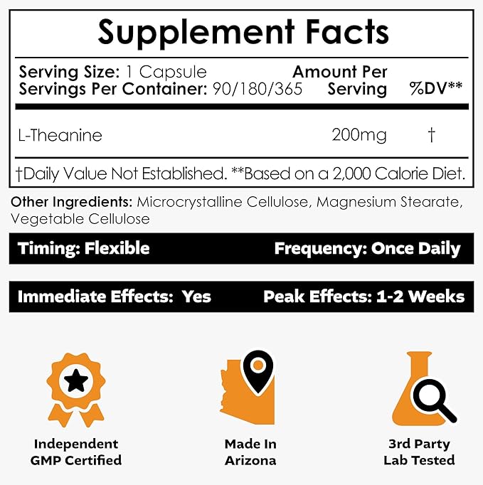 Nootropics Depot L-Theanine Capsules 200mg (180 Count) | Promotes Relaxation | Supports Healthy Stress Levels + Sleep Cycles | Promotes Cognitive Function + Focus | Amino Acid Supplement