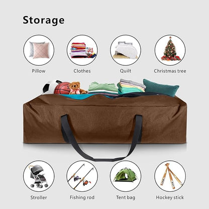 TOPDesign 46 Inch Extra Large Zippered Duffel Bag for Travel Camping Sports Equipment Storage, Waterproof Foldable Luggage Bag with Padded Handles