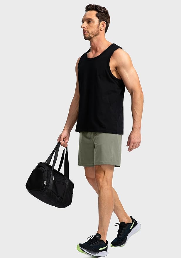 Men's Running Shorts with Zipper Pockets 9 Inch/ 7 Inch / 5 Inch Lightweight Quick Dry Gym Workout Athletic Shorts for Men(7 inch0