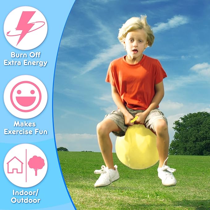 Lewtemi 6 Pcs Hopper Ball Carnival Outdoor Games 20 Inch Jumping Hopping Inflatable Bouncing Ball with Handle and Air Pump for Adults Sport Exercise (Light Colors)