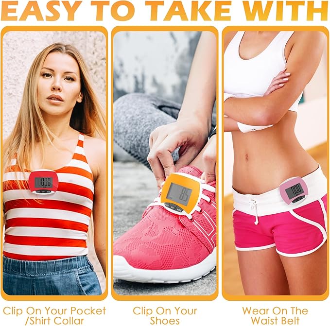 9 Pcs Simple Pedometers Bulk for Walking Steps and Miles Walking Step Counters with Calories Burned Portable Clip Step Tracker for Seniors Man Women Jogging Hiking Running