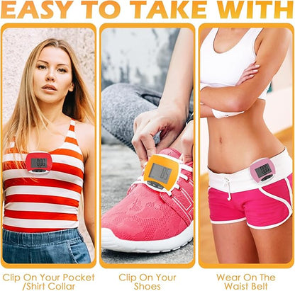 9 Pcs Simple Pedometers Bulk for Walking Steps and Miles Walking Step Counters with Calories Burned Portable Clip Step Tracker for Seniors Man Women Jogging Hiking Running