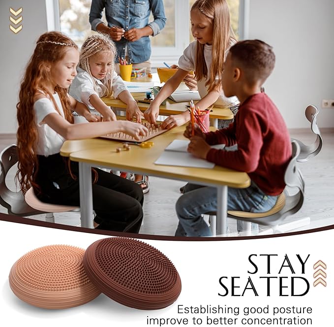 Libima 4 Pcs Wiggle Seat Inflated Wobble Cushion for Sensory Kid 13 Inches Balance Disc Flexible Seating for Classroom Sensory Pad for Chair Wiggle Cushion with Needle Pump