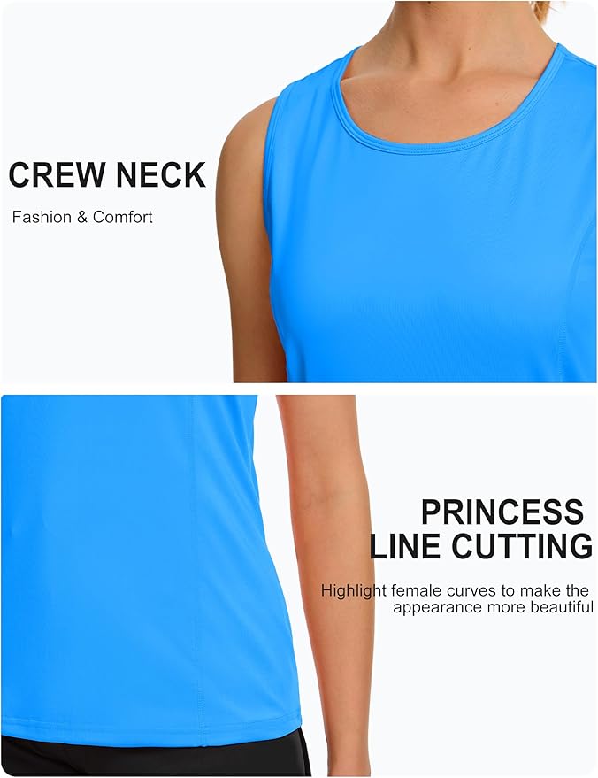 TACVASEN Women's UPF 80+ Workout Tank Top Sleeveless Quick Dry Sun Protection Hiking Athletic Gym Yoga Running Shirts