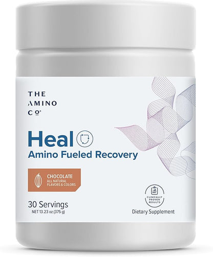 The Amino Co. - Heal - Post Workout Recovery Drink with Pure Eaa Amino Acid Formula - Creatine Monohydrate Powder for Efficient Muscle Repair, Vegan, and Keto-Friendly with Chocolate Flavor - 13.23oz.