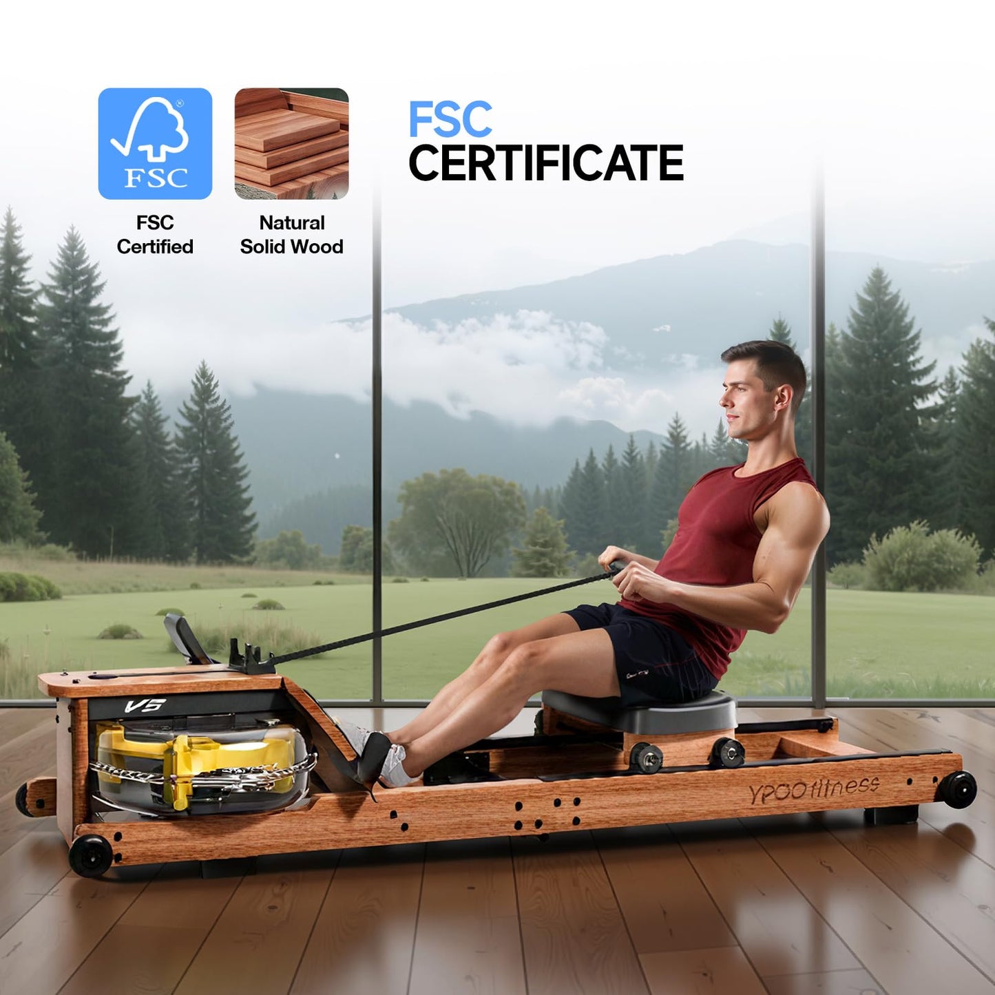YPOO Rowing Machine for Home, 350LB 16-Level Magnetic Resistance Foldable