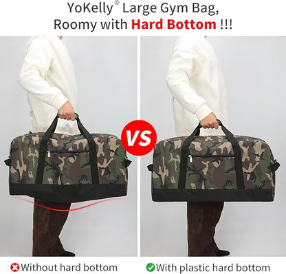 55L Large Duffle Bag for Men Travel - 25 inch Sports Duffel Bag with Hard Bottom - Camo