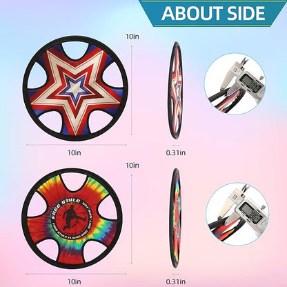 Outdoor Two Soft Frisbee Throwing Disc, Flying Disc, Flying Saucer for Man and Woman in Yard, Beach, Lawn, Camping, Pool (Neon Lamp + Shield)