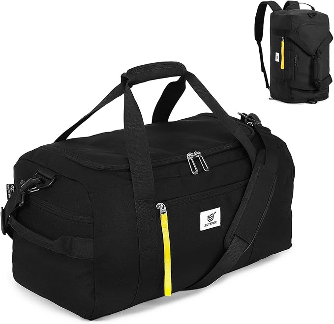 SKYSPER Gym Bag Men Women - 40L Sports Bag Duffle Backpack with Shoe Compartment Wet Pocket for Fitness,Sport,Travel & Workout(Black)