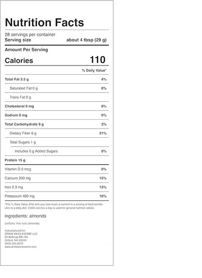 drink wholesome Vegan Unflavored Almond Protein Powder | for Sensitive Stomachs | Additive & Dairy Free | No Artificial Sweeteners | No Bloating, Farts or Gas | No Constipation or Diarrhea
