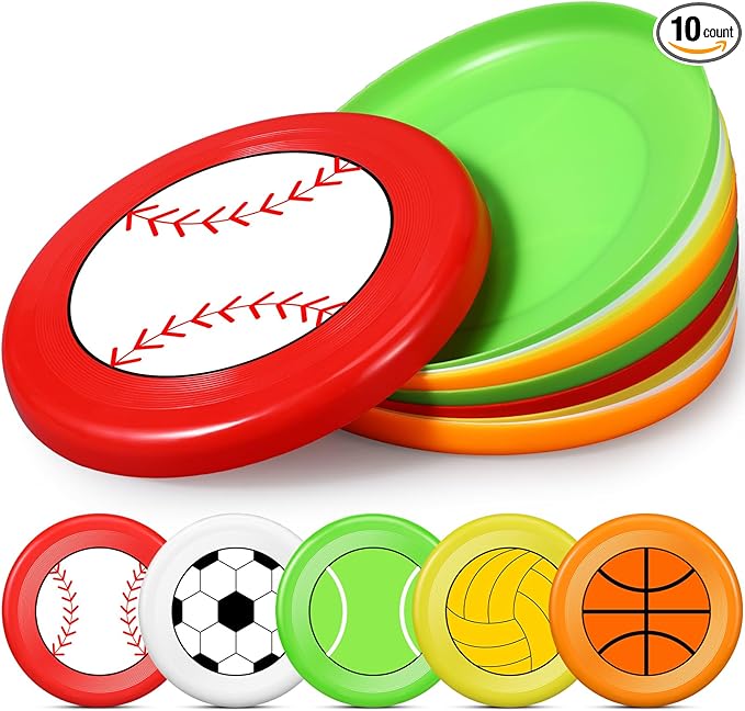 10 Pack Flying Disc Disk Flyer Disc Outdoor Training Interactive Flying Discs Bulk for Adults Dogs for Sports Favors, 5 Colors