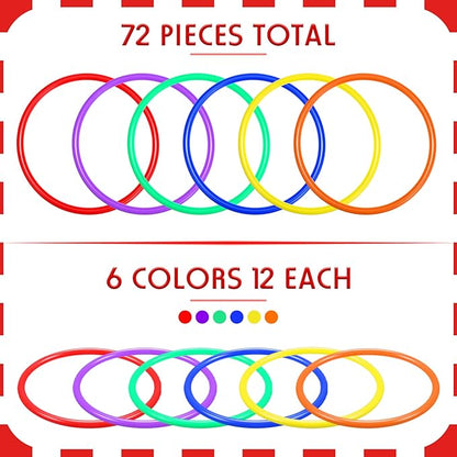 Civaner 72 Pcs Ring Toss Rings Game Plastic Carnival Ring Toss for Speed Agility Practice, Fun Target Toys Carnival Halloween Party Favors Throw Bottle Sports Yard Family Game