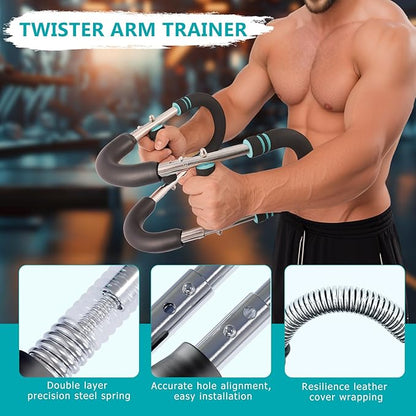 Twister Arm Trainer for Men, Adjustable Chest Shoulder Workout Equipment, Detachable Forearm Exercise Strengthener Fitness Equipment for Home Gym