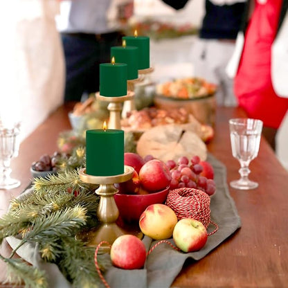 3 Packs Different Size Green Pillar Candles, Unscented Dripless 2.75x3, 2.75x4, 2.75x6 Inch Colored Cylinder Candles for Home Power Outage Dinner Table St. Patrick's Day Decoration