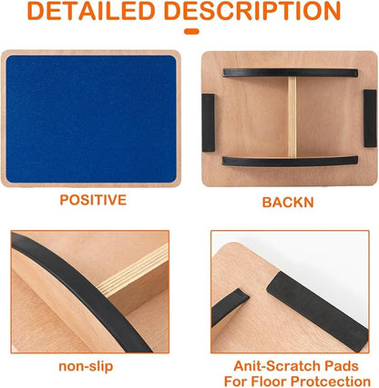 Balance Board Professional Wobble Board for Adults Anti-Slip 350LBS Balance Boards for Physical Therapy Standing Desk Core Strength Wooden Balance Board Rocker Board