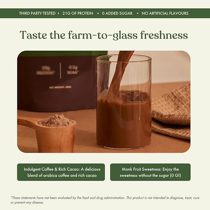 No Nonsense Plant Protein | Organic Brown Rice & Pea Isolate | Easy Digestion | 24G Protein/Serving | Gluten & Lactose Free | (Chikmagalur Mocha, 500g)