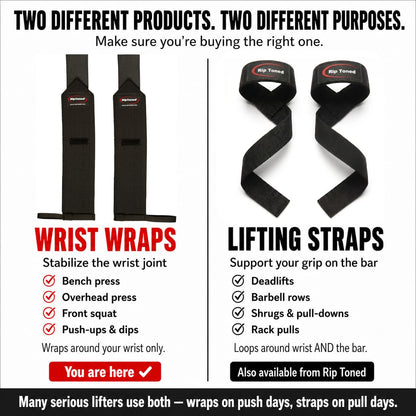 Rip Toned Wrist Wraps for Weightlifting - USPA & USAPL Approved - Stiff or Flex - 18" Gym Wrist