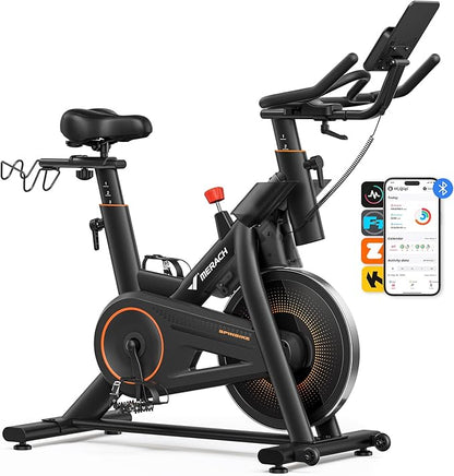 MERACH Magnetic Exercise Bike, Indoor Cycling Bike with Self-Developed App, 350 lbs Weight Capacity & 40 lbs Flywheel, Stationary Bike for Home Gym Fitness