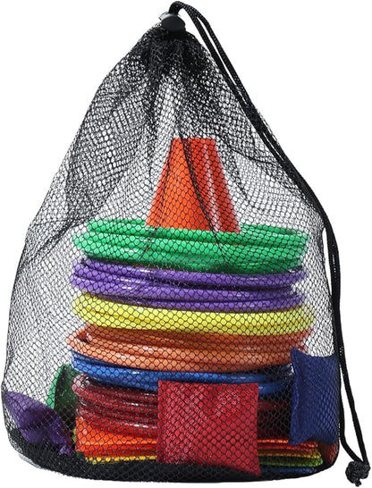 42 pcs 3-in-1 Carnival Games Set Plastic Colorful Cones Ring Toss Combo Set Outdoor Carnival Games Bean Bag for Kids Adults Birthday Party Outdoor Throwing Games