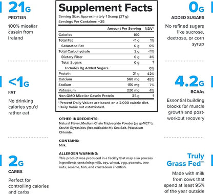 LEGION Casein Protein Powder (French Vanilla) - Slow-Release Micellar Casein Protein Powder - Non-GMO, Gluten-Free & Naturally Sweetened Powder from Grass-Fed Cows (25 Servings)